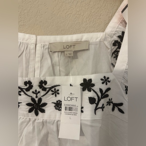 NWT Petite Embroidered Flutter Square Neck Shell - Picture 7 of 7